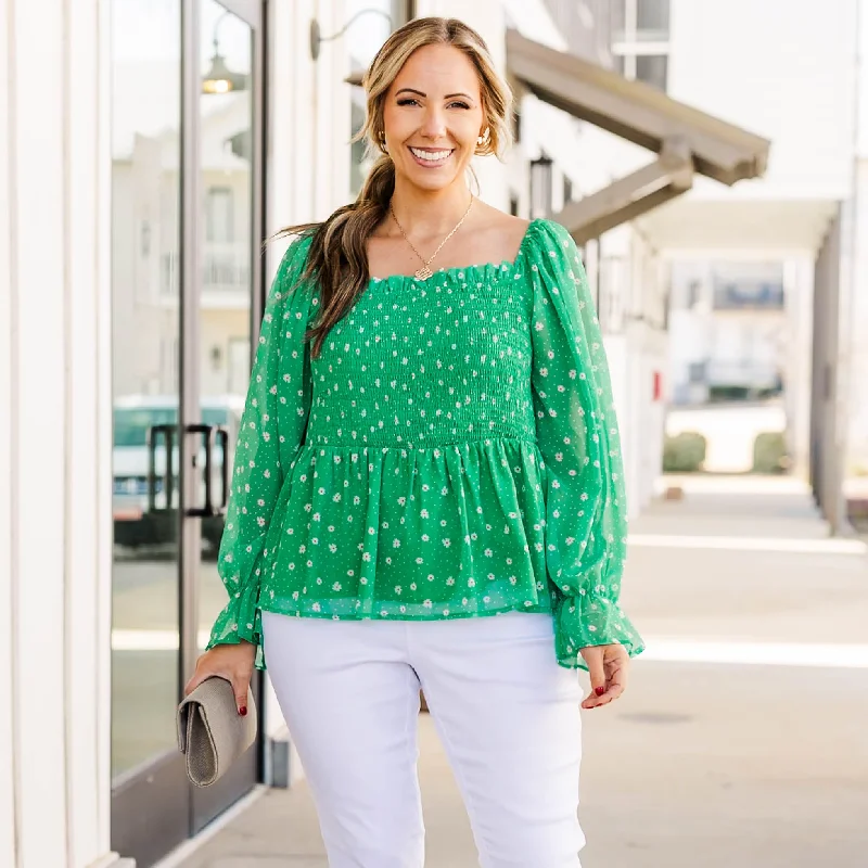 Fashion Must-have English Daisy Top, Green