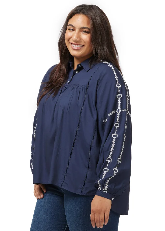 Exclusive Customization Bit and Rein Embroidered Blouse