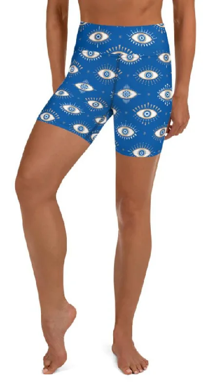 Easy Style Evil Eye Pattern Yoga Shorts