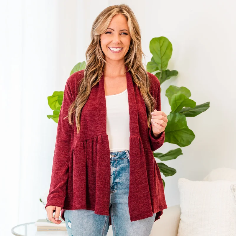 Fashion Innovation Fireside Comfort Cardigan, Burgundy