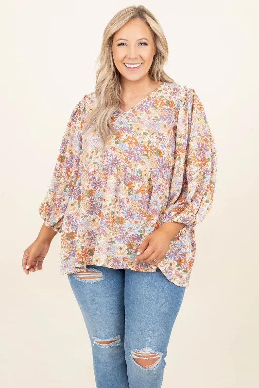 Classic Retro Flattered From Afar Top, Natural