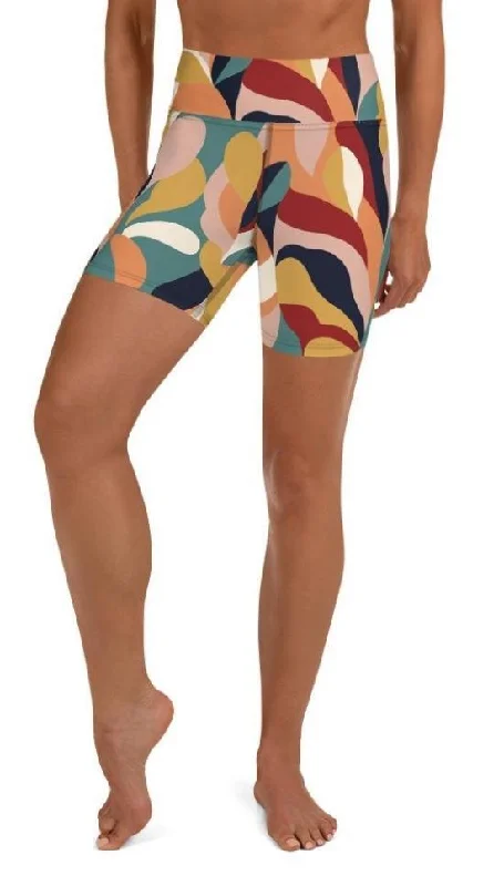 Free And Casual Floral Abstract Yoga Shorts