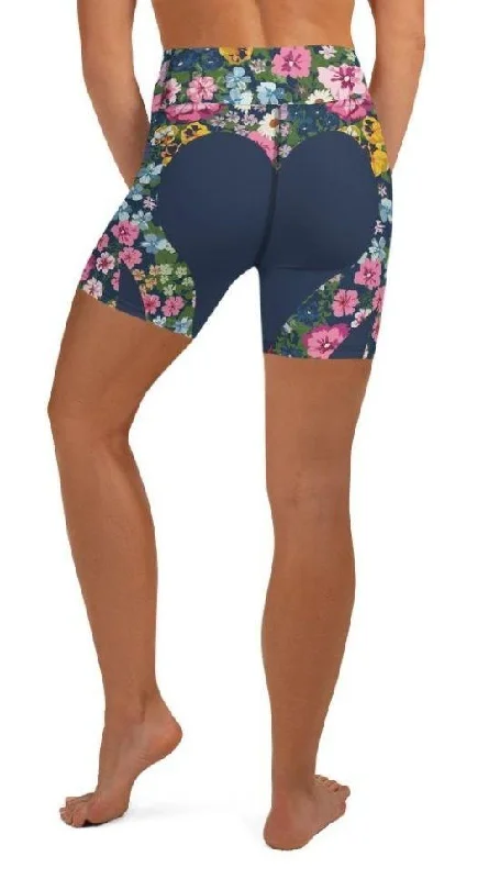 Light Layers Floral Heart Shaped Yoga Shorts