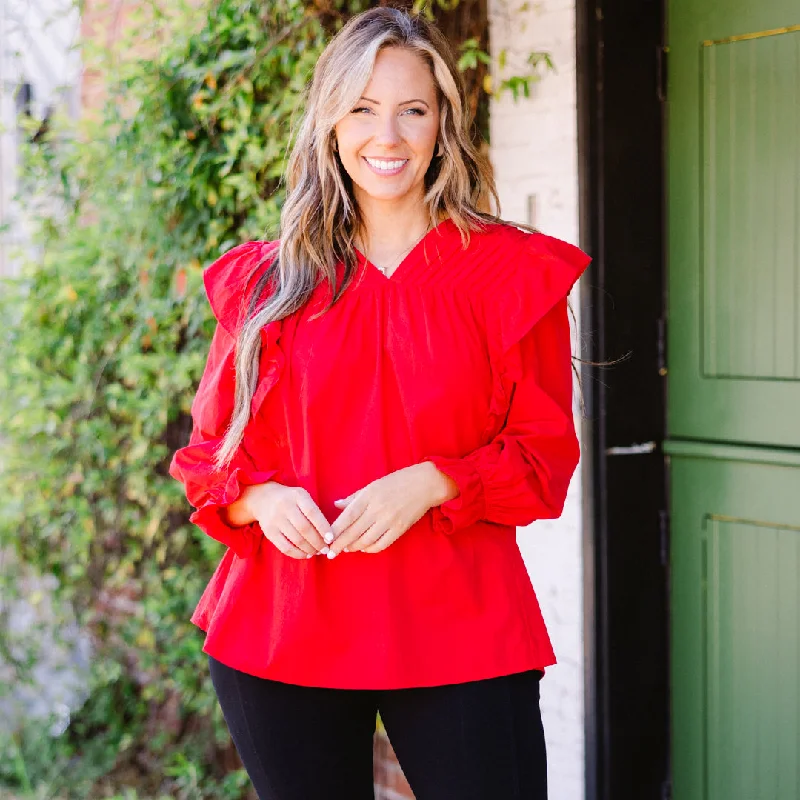 Cozy Pants Flutter About Top, Red