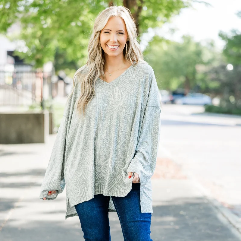 Sweet Style Full Of Charm Top, Sage