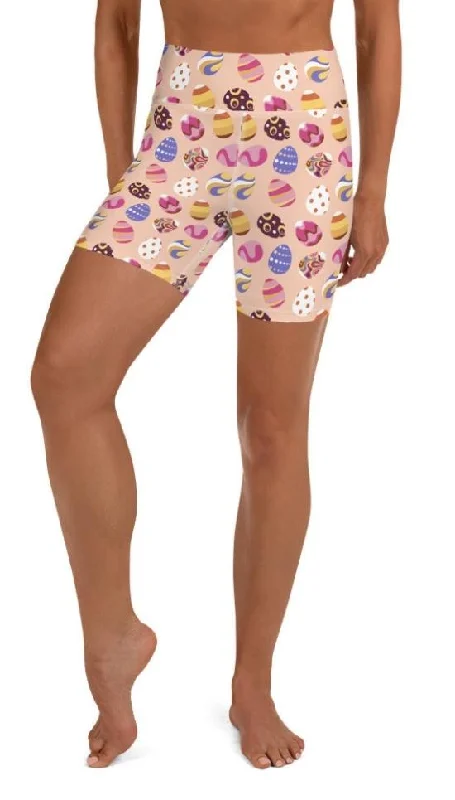 Sporty Wear Fun Easter Eggs Pattern Yoga Shorts