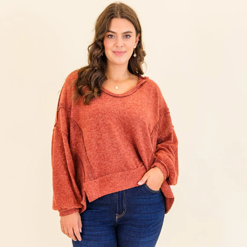 British Fashion Get Cozy Hoodie, Dark Rust