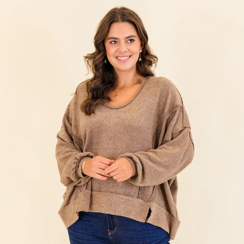 Embroidered Letters Get Cozy Hoodie, Mocha