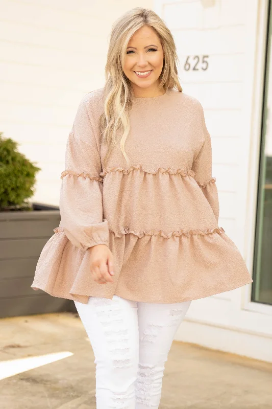 Sports Cool Give Me Butterflies Top, Taupe