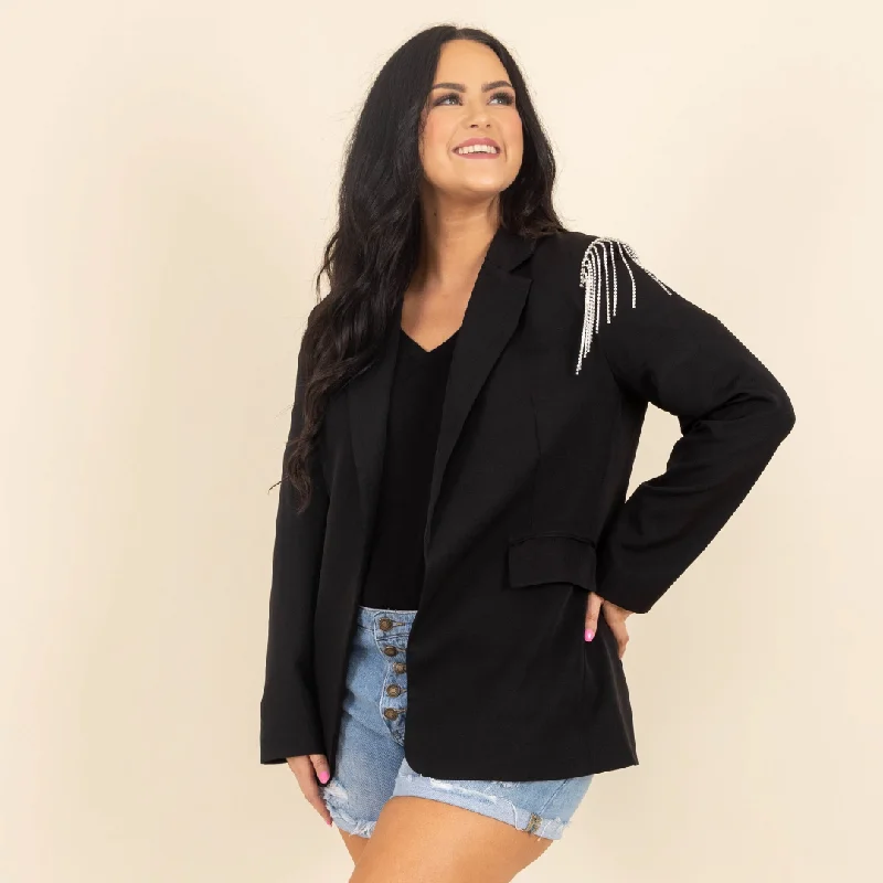 Comfortable Sweaters Glam And Glitz Blazer, Black