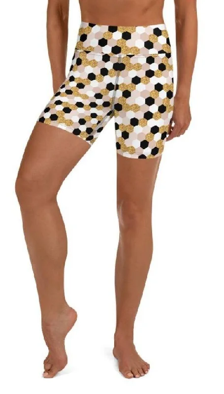 Urban Design Sense Glittery Print Yoga Shorts