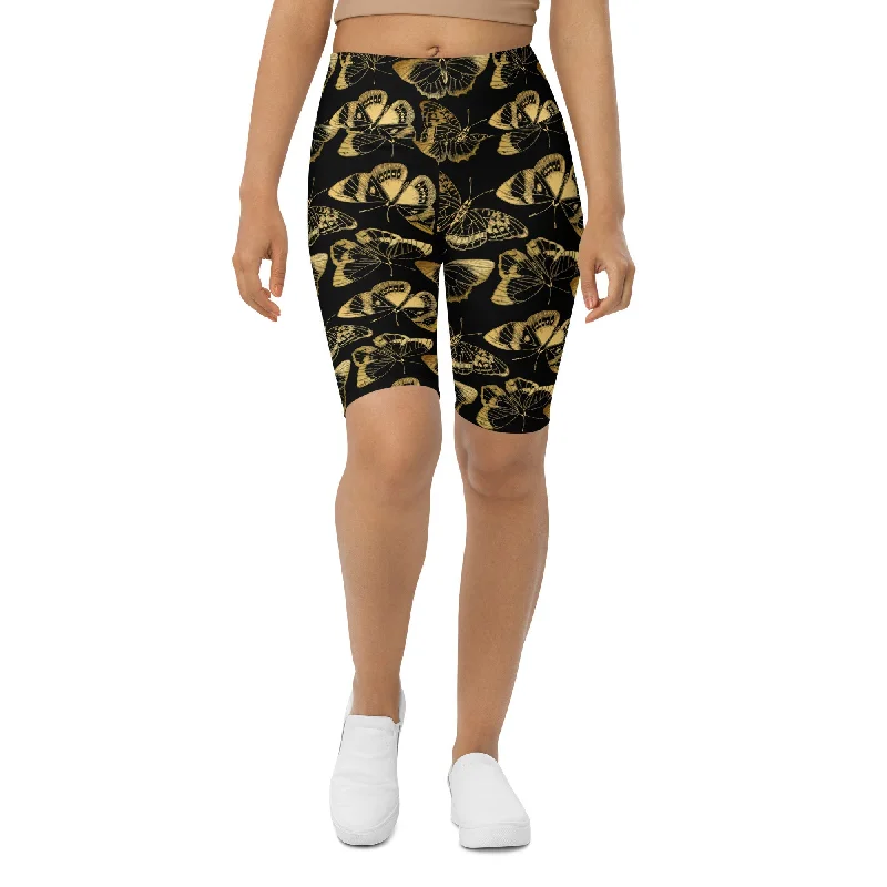 Relaxed Weekend Wear Gold Butterfly Biker Shorts