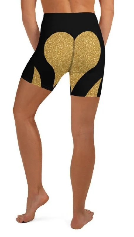 Body Design Gold Heart Shaped Yoga Shorts