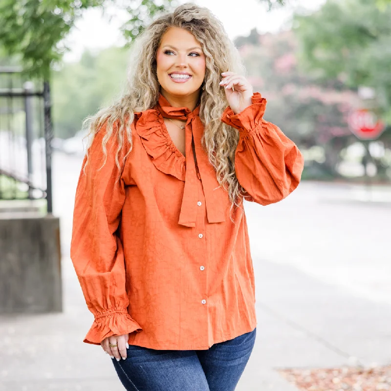 Relaxed Fit Gotcha Blouse, Rust