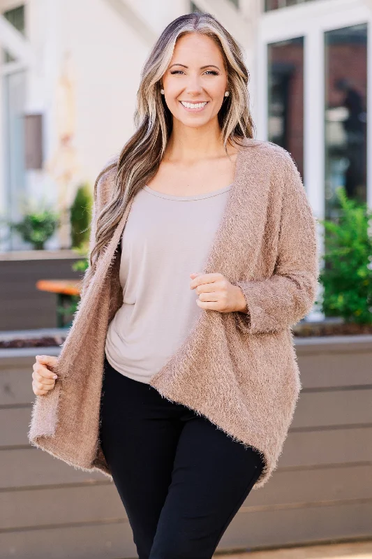 Layered Comfort Heart So Big Cardigan, Taupe