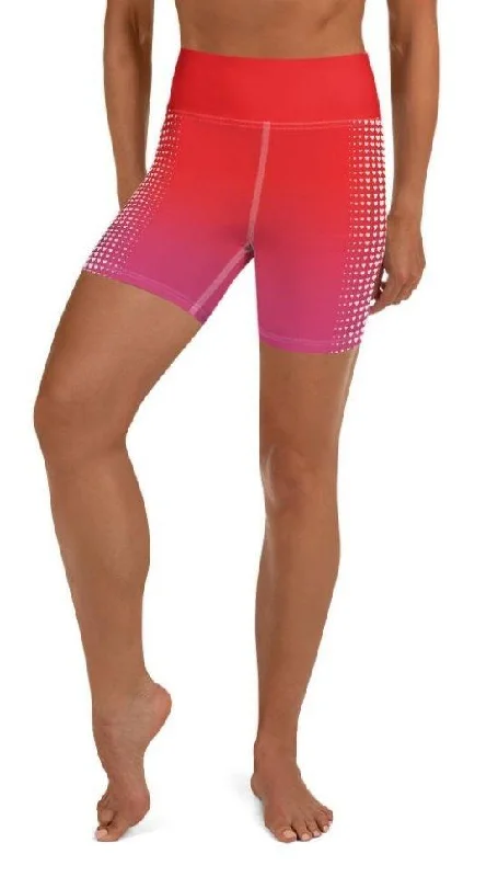 Unique Prints Hearts Optical Illusion Yoga Shorts