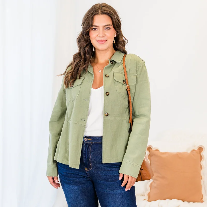 Relaxed Tops I Can Make You Mine Shacket, Olive