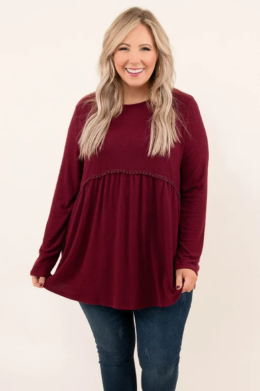 British Style I Miss You Too Top, Burgundy