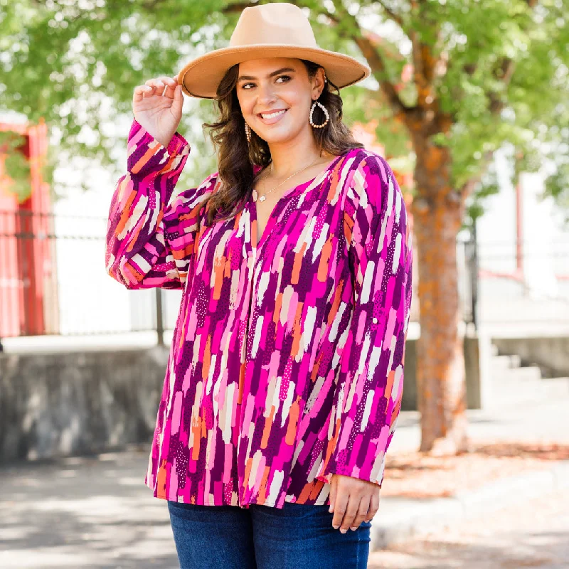 Fresh And Natural In Office Top, Pink Multi