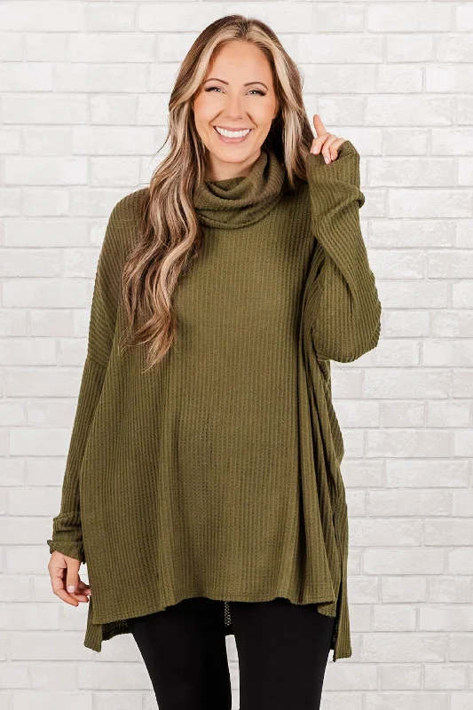Elegant Design Keep Your Trust Sweater, Dark Olive