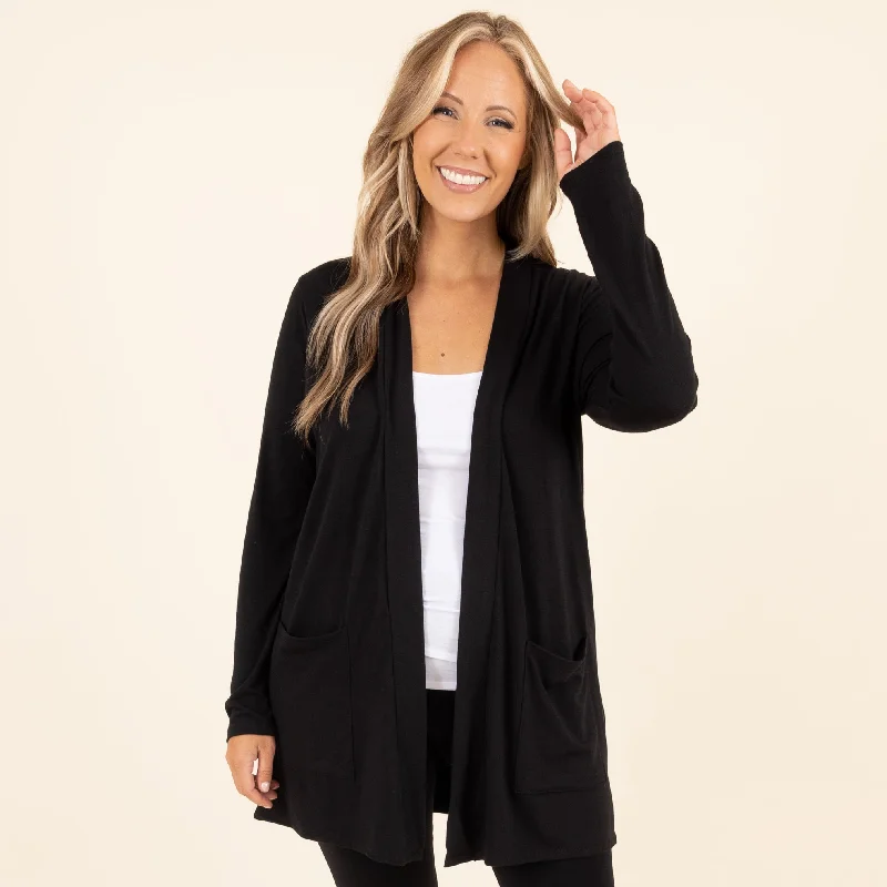 Elegant Design Kindness and Compassion Cardigan, Black