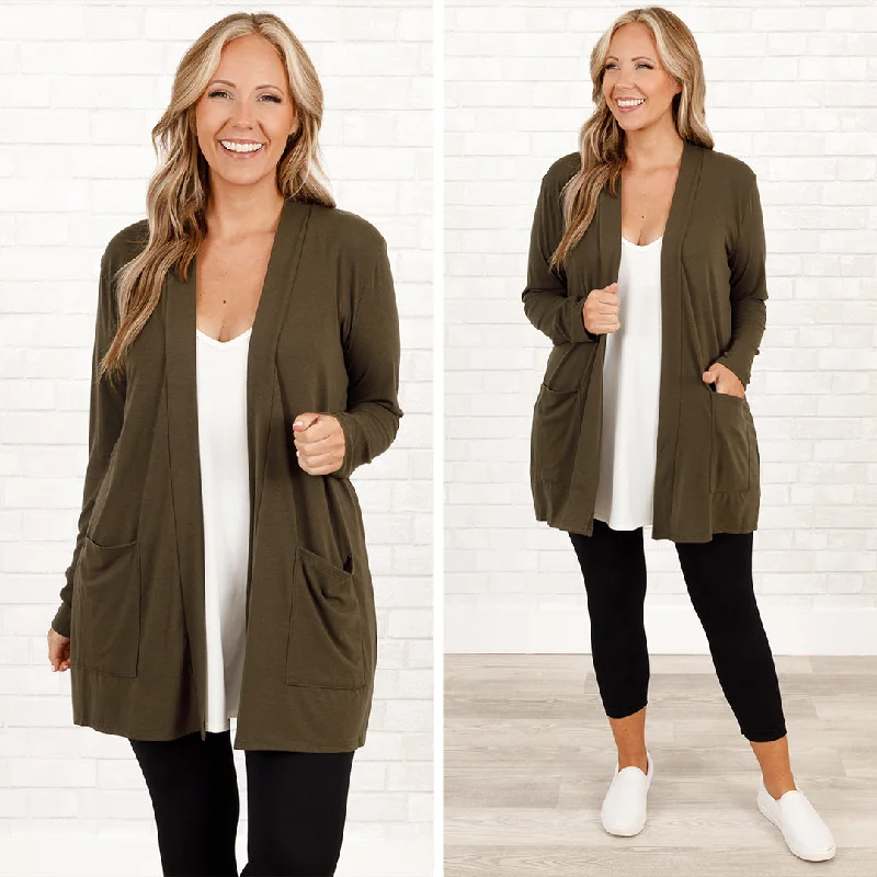 High-end Fabrics Kindness and Compassion Cardigan, Dark Olive