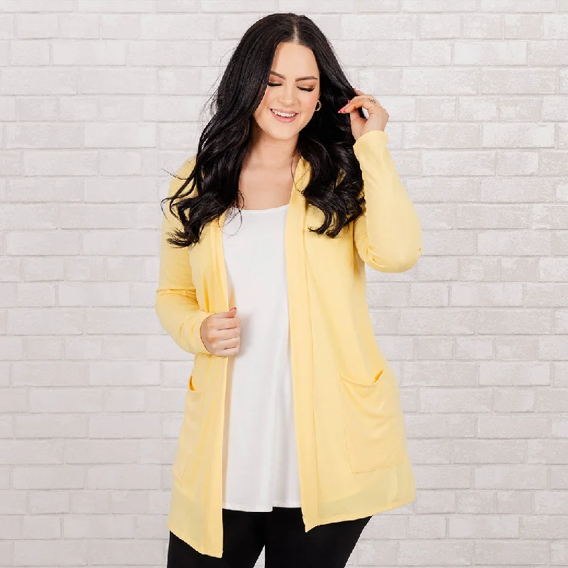 Minimalism Kindness And Compassion Cardigan, Dusty Banana
