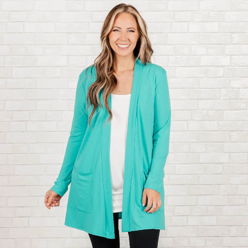 Age-reducing Style Kindness And Compassion Cardigan, Dusty Teal