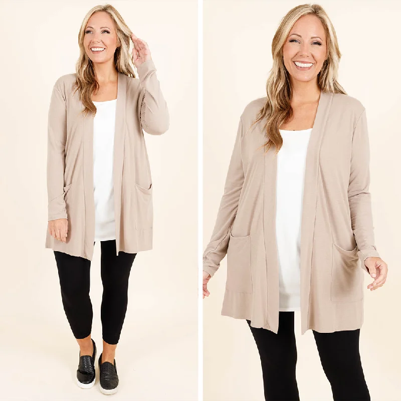 Sports Fashion Kindness and Compassion Cardigan, Light Mocha