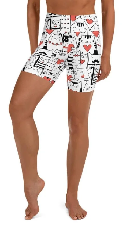 Comfortable Chic Kitties in Love Yoga Shorts