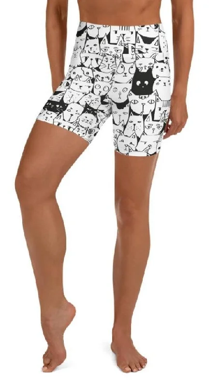 European Plan Kitty Pattern Yoga Shorts