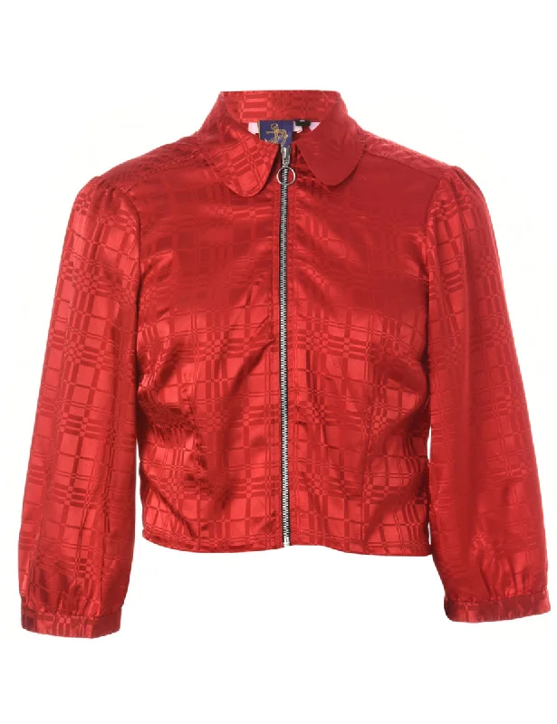 High-end Fabrics Label Zip Front Cropped Blouse