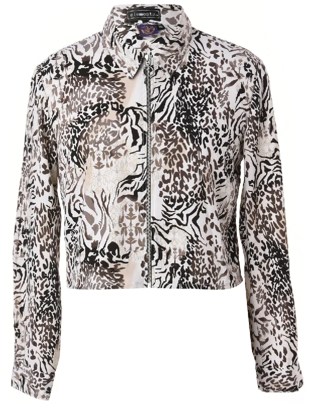 Carefree Label Zip Front Cropped Blouse