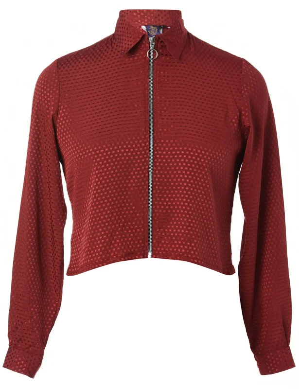 Youthful Label Zip Front Cropped Blouse