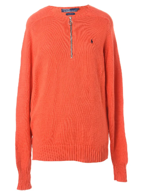 Stretch Design Label Zip Front Knitted Jumper
