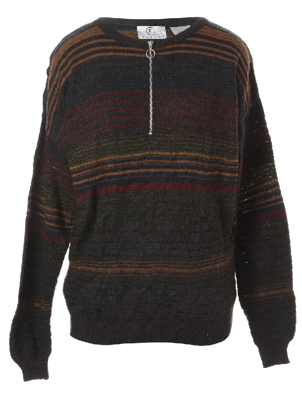 Street Cool Label Zip Front Knitted Jumper