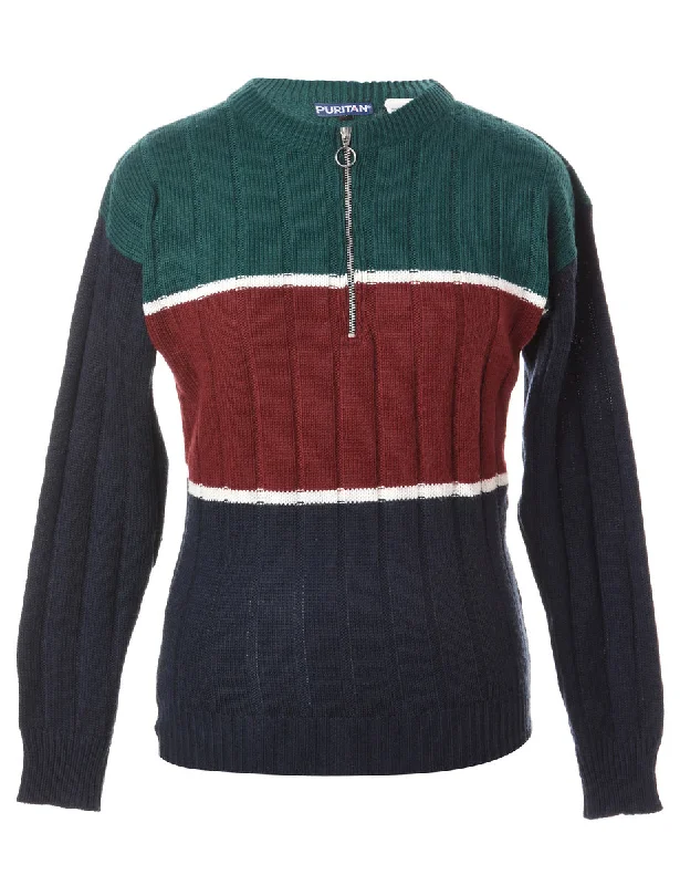 Sports And Leisure Label Zip Front Knitted Jumper