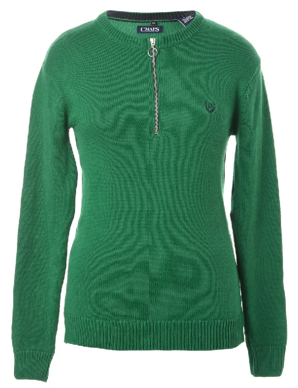 French Style Label Zip Front Knitted Jumper