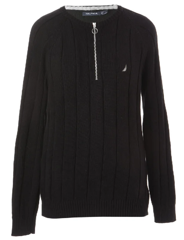 Sexy Fun Label Zip Front Knitted Jumper