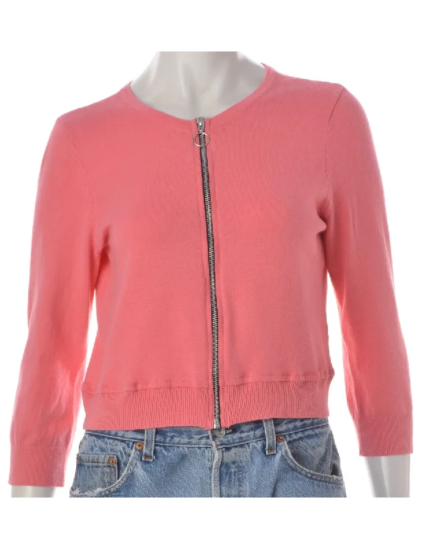 Fresh And Capable Label Zip Through Crop Sweater