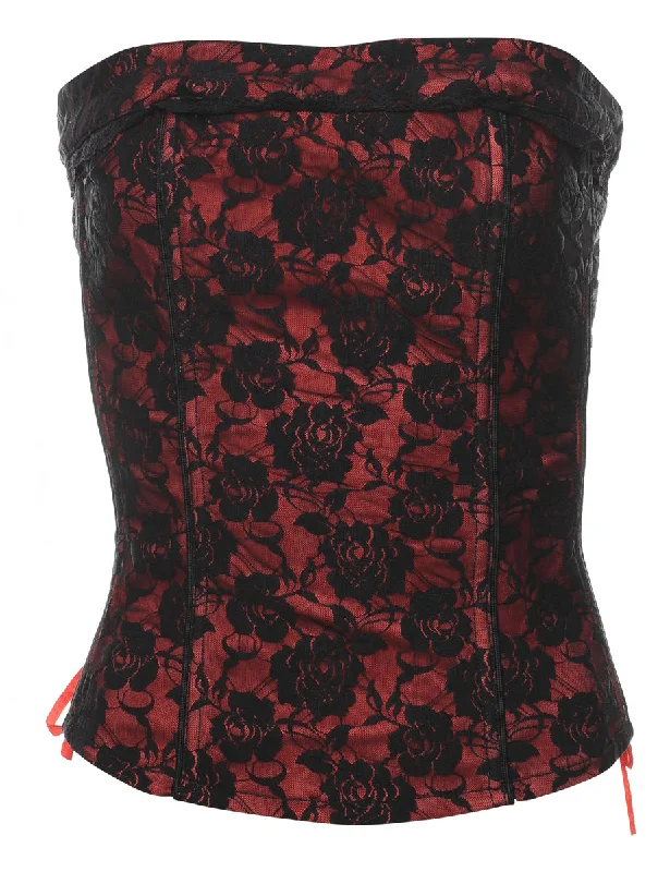 Cool Style Lace Floral Print Corset - S