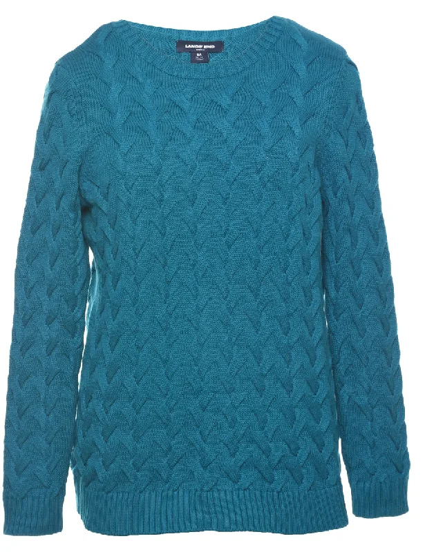 Cozy Chic Land's End Cable Knit Jumper - M