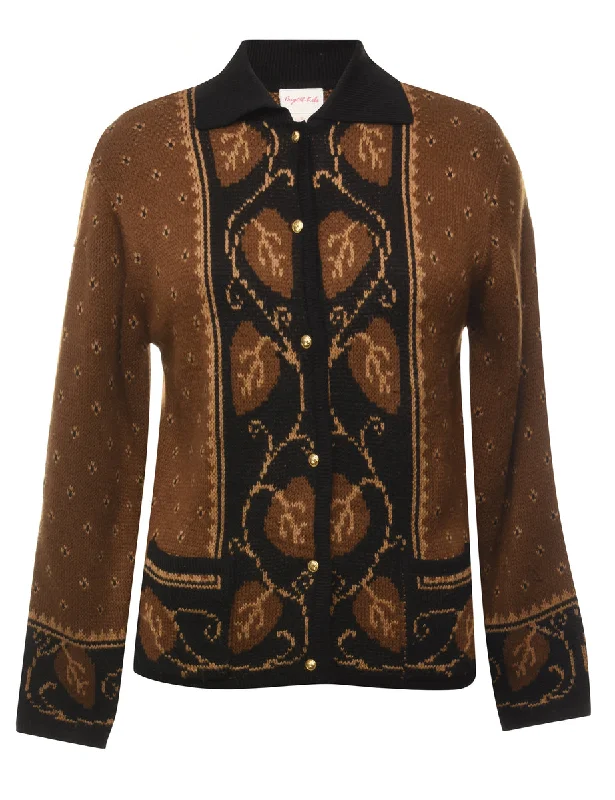 Casual Fit Leafy Cardigan - S