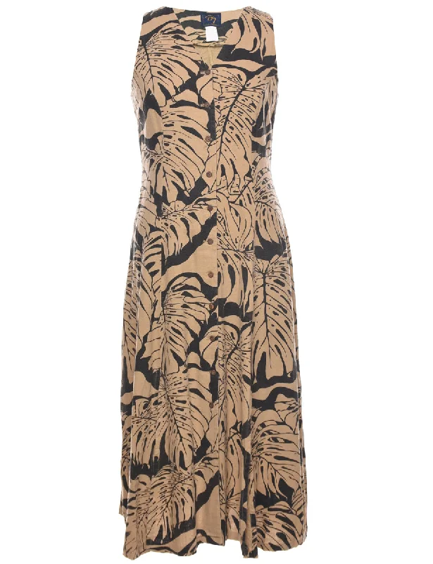 Sporty Wear Leafy Print Dress - M