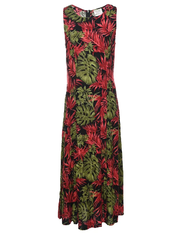 Casual Chic Outfits Leafy Print Dress - M