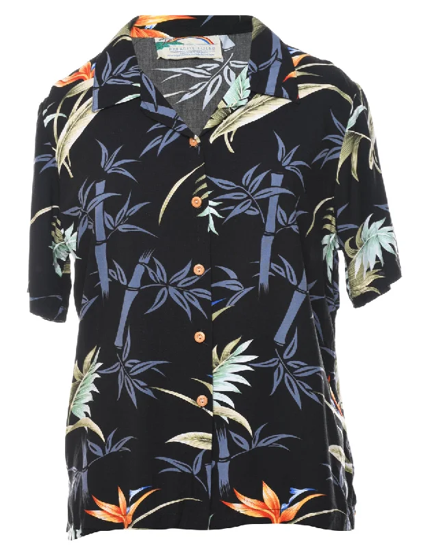 Easy Chic Wear Leafy Print Hawaiian Shirt - L