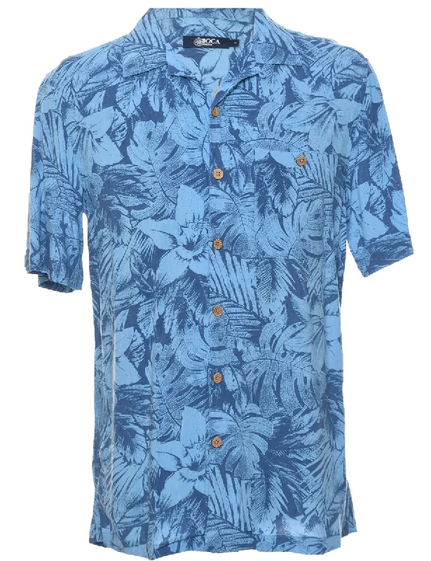 Cozy Fashion Trends Leafy Print Hawaiian Shirt - M