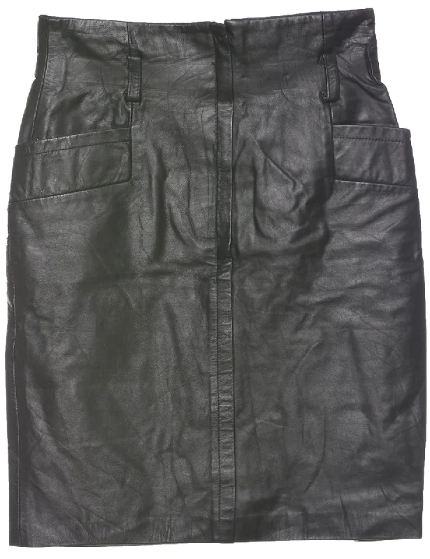 Knowledge And Elegance Leather Pencil Skirt - M