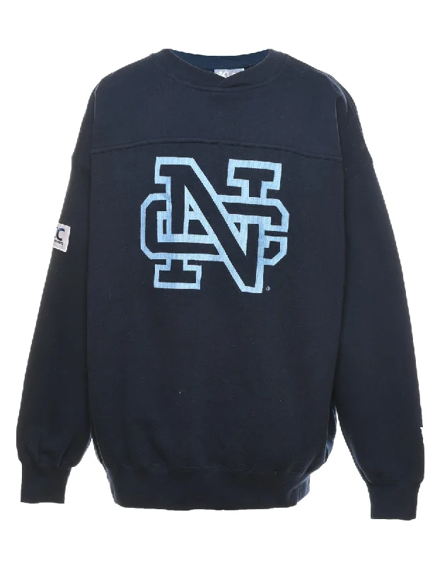 French Style Lee Navy & Light Blue Printed Sweatshirt - XL