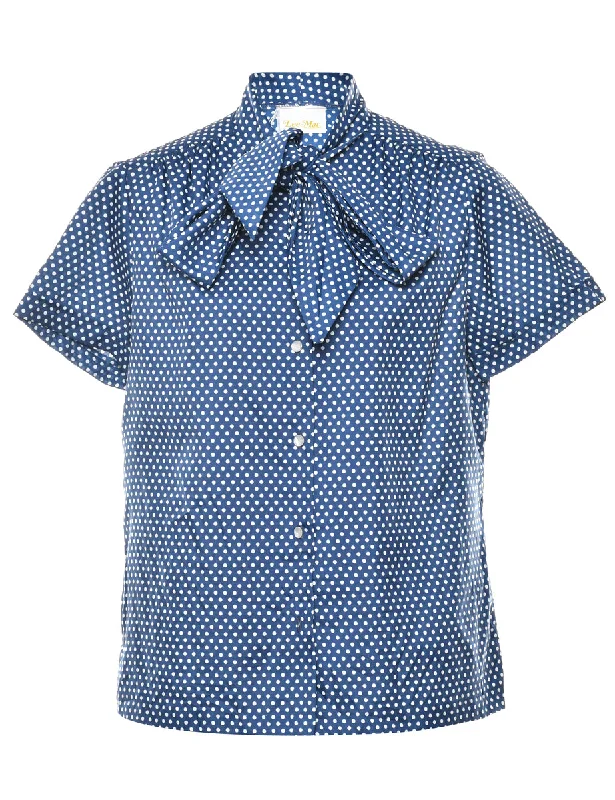 Sports Fashion Lee Polka Dots Pussy Bow Blouse - L